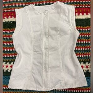 Zara White Denim Zip Up Vest Top